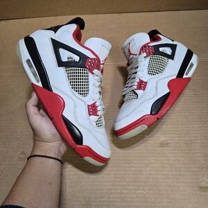 Jordan 4  Athletic Shoes in White and Red